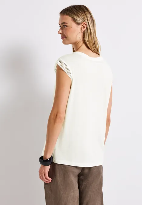Shirt mit Häkeldetails off white