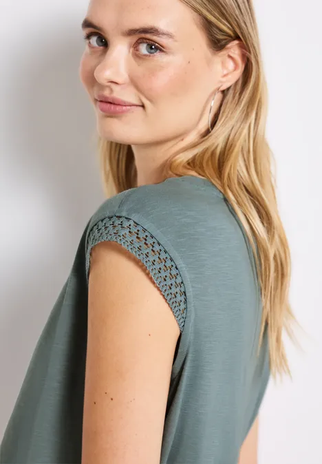 Shirt mit Häkeldetails arona blue