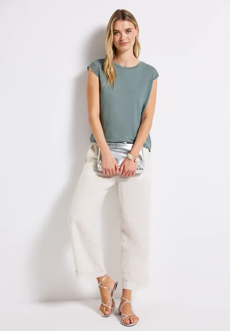 Shirt mit Häkeldetails arona blue