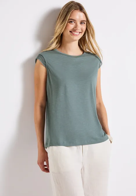 Shirt mit Häkeldetails arona blue