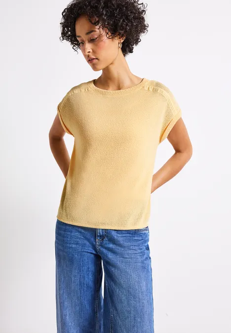 Strick-Look T-Shirt buttercream yellow