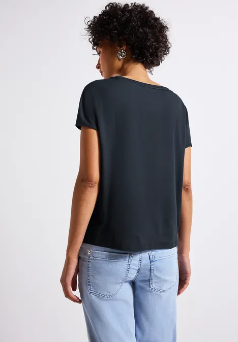 Jersey-Shirt mit Mesh-Detail deepwater blue
