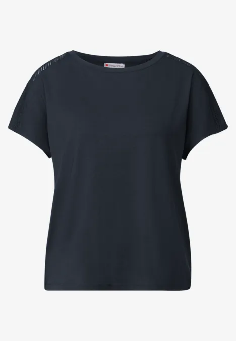 Jersey-Shirt mit Mesh-Detail deepwater blue