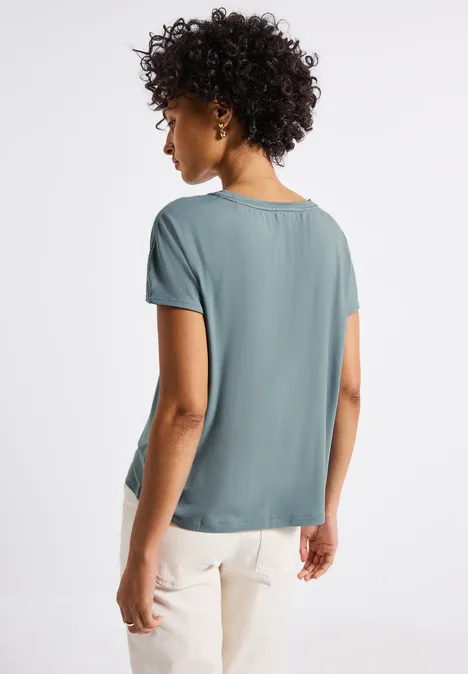 Jersey-Shirt mit Mesh-Detail arona blue