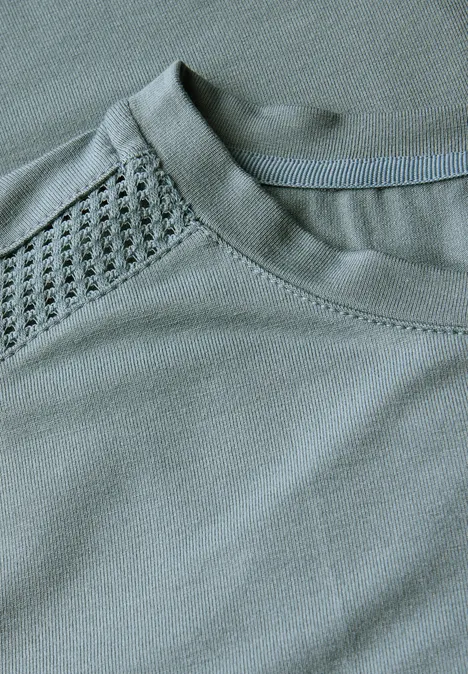 Jersey-Shirt mit Mesh-Detail arona blue