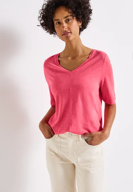 V-Neck T-Shirt almond coral