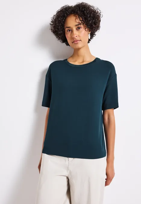 Shirt mit Deko-Ausschnitt tide blue