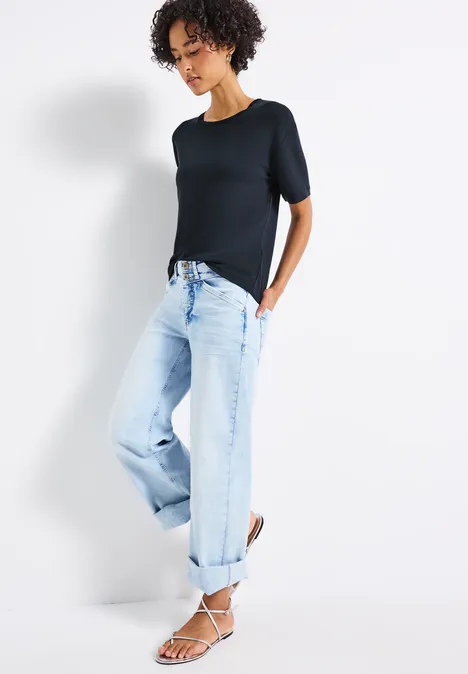 Shirt mit Deko-Ausschnitt deepwater blue