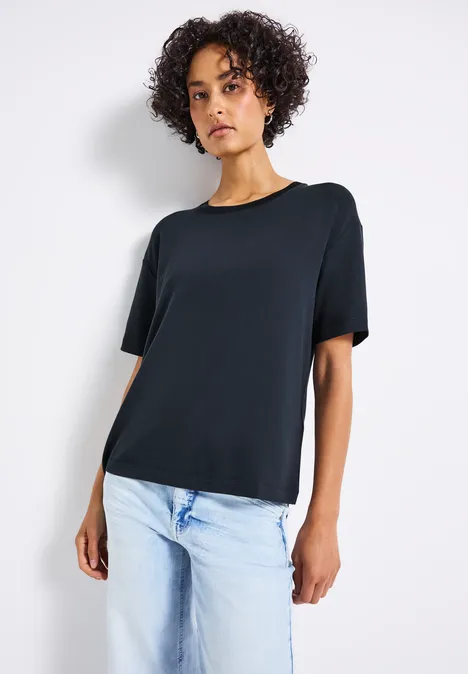 Shirt mit Deko-Ausschnitt deepwater blue