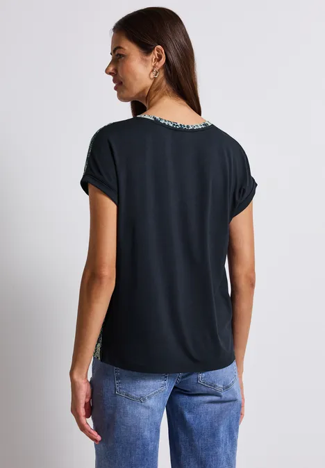 V-Neck Shirt mit Snake Print arona blue
