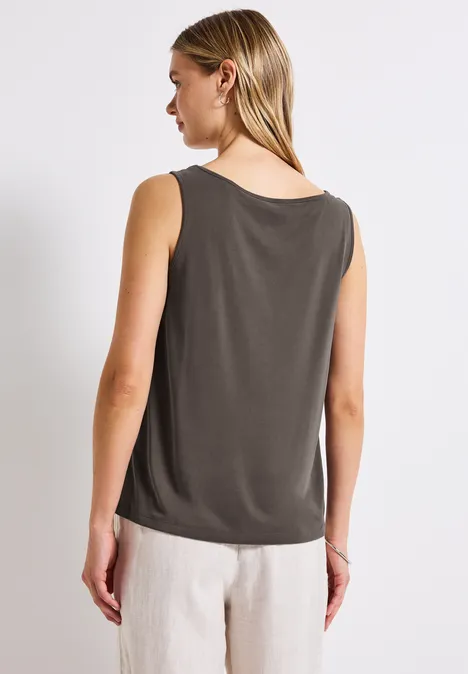 Silk-Look Top mit Knoten nomad brown