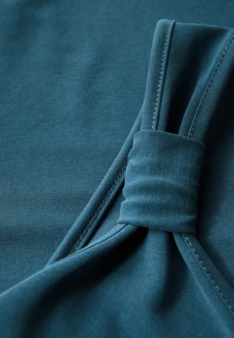 Silk-Look Top mit Knoten tide blue