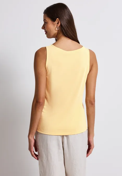 Silk-Look Top mit Knoten buttercream yellow