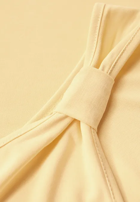 Silk-Look Top mit Knoten buttercream yellow