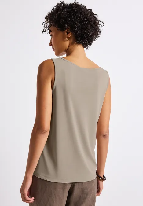 Silk-Look Top mit Knoten morning beige