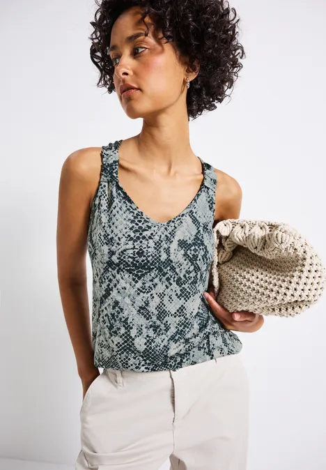 Snake Print Top mit Detail arona blue