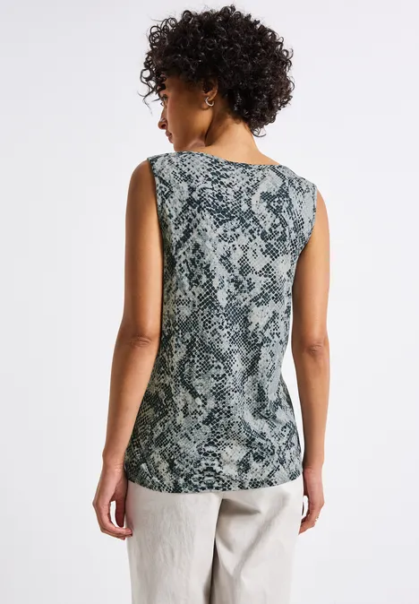 Snake Print Top mit Detail arona blue