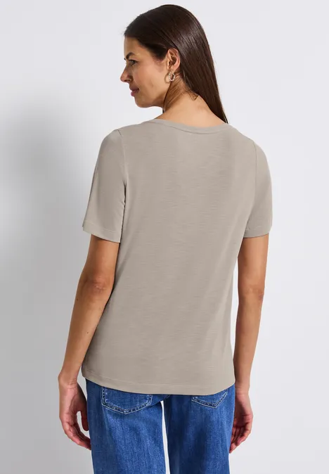 T-Shirt mit Schmuckdetail morning beige