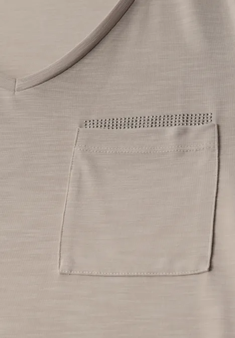 T-Shirt mit Schmuckdetail morning beige