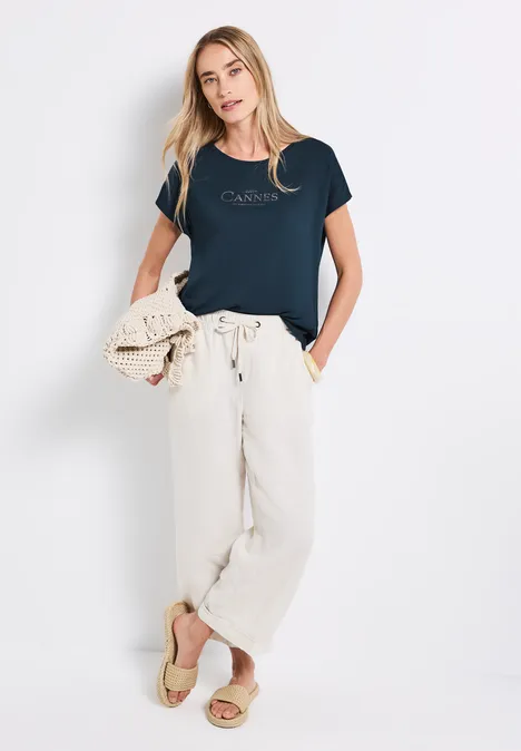 Shirt mit Folien-Wording tide blue