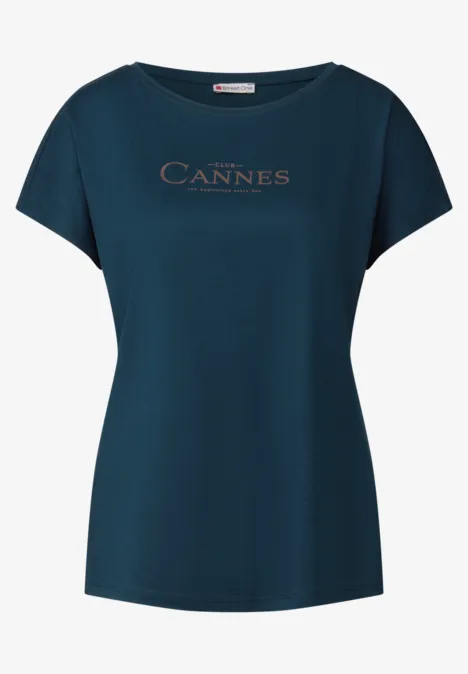 Shirt mit Folien-Wording tide blue