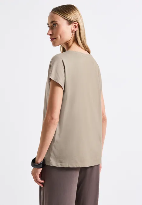Shirt mit Folien-Wording morning beige