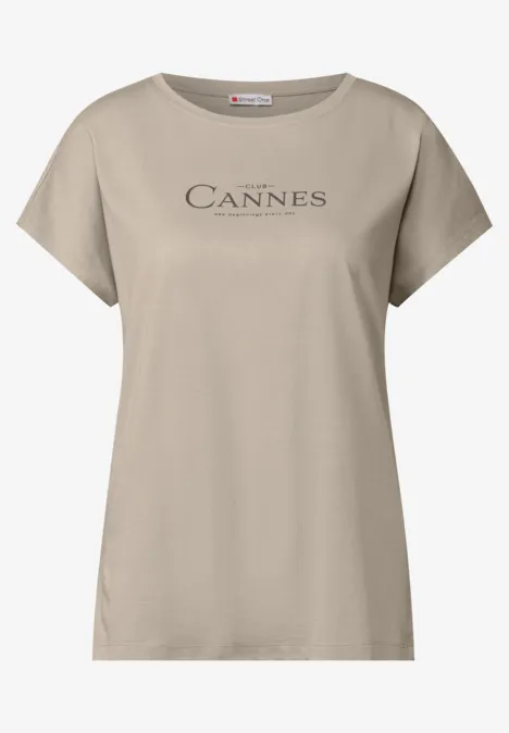 Shirt mit Folien-Wording morning beige