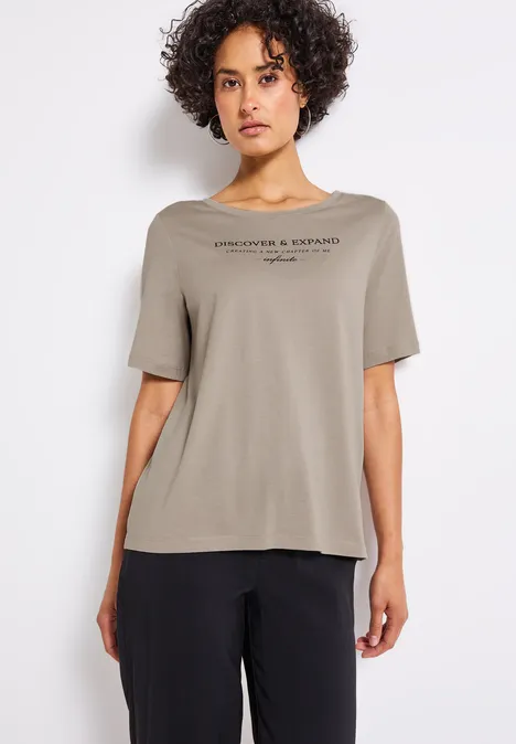 T-Shirt mit Wording morning beige
