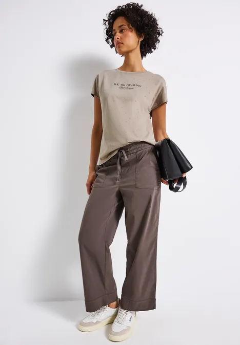 Shirt mit Schmucksteinen morning beige
