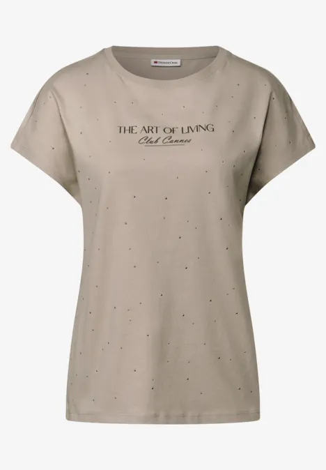 Shirt mit Schmucksteinen morning beige