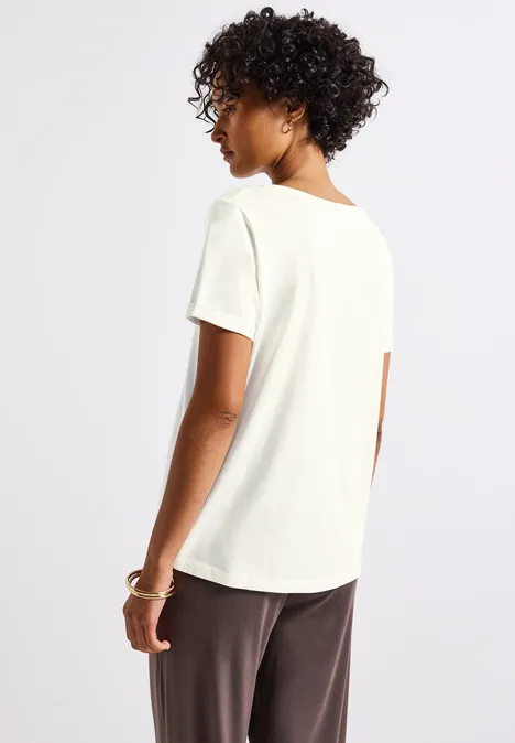 Shirt mit Turn-Up-Detail off white