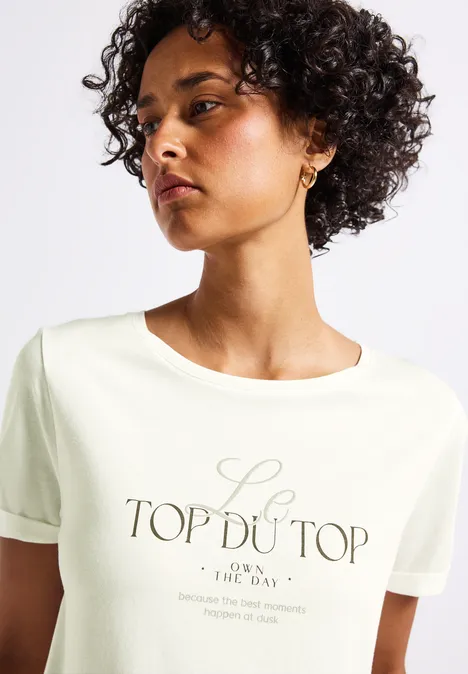 Shirt mit Turn-Up-Detail off white