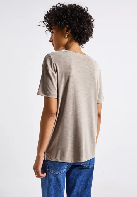 Silk-Look Shirt mit Wording morning beige