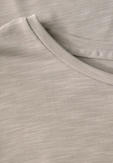 Silk-Look Shirt mit Wording morning beige