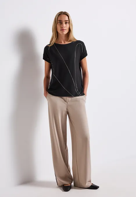 Shirt mit feinen Linien Black