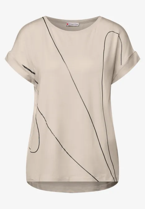 Shirt mit feinen Linien smooth sand beige