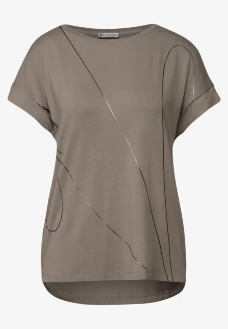 Shirt met fijne lijntjes dark tumbled beige
