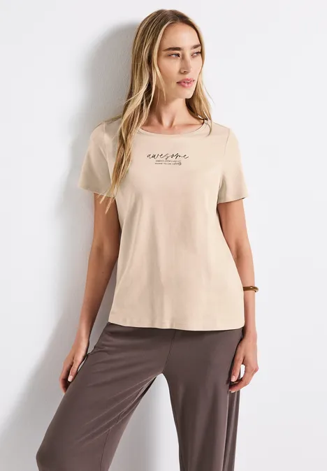 T-Shirt mit Print smooth sand beige
