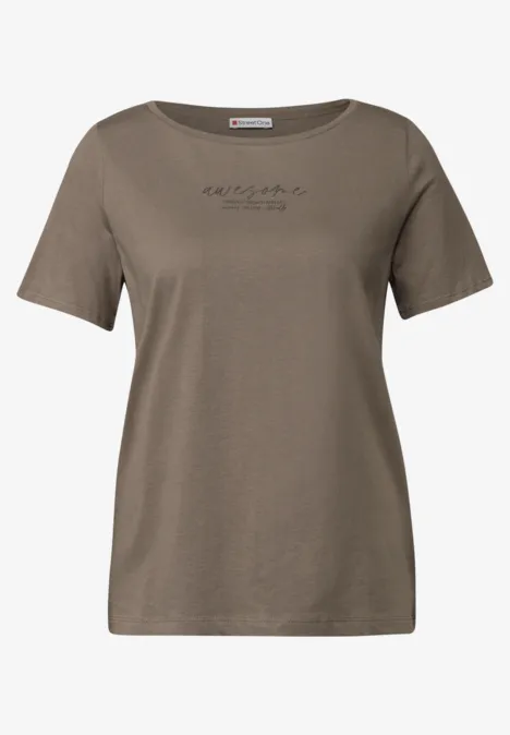 T-Shirt mit Print dark tumbled beige
