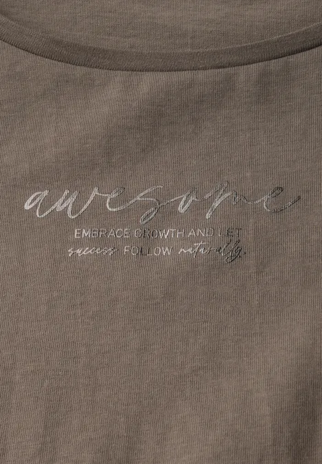 T-Shirt mit Print dark tumbled beige