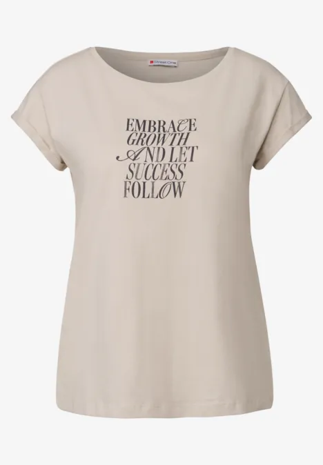 T-Shirt mit Wording Artwork smooth sand beige