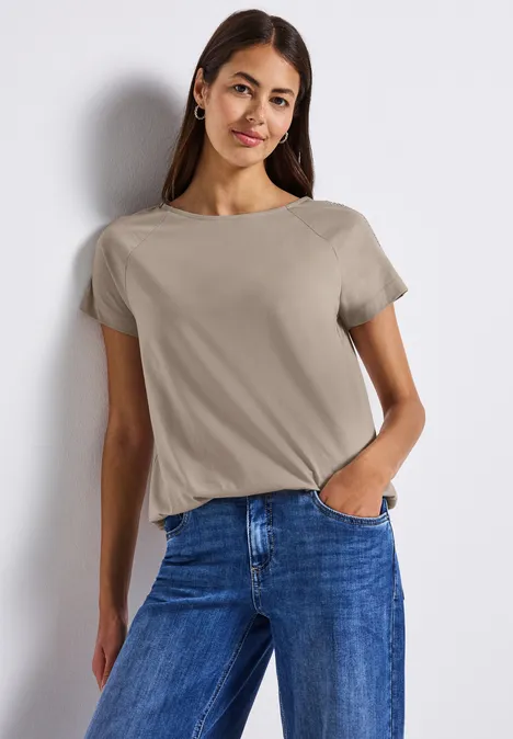 Shirt mit Schulterdetail morning beige