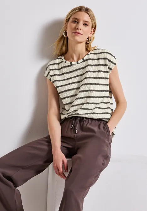 Strick-Look Streifen-Shirt nomad brown