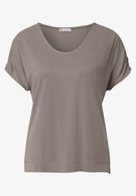 Silk-Look Shirt mit Raffung dark tumbled beige