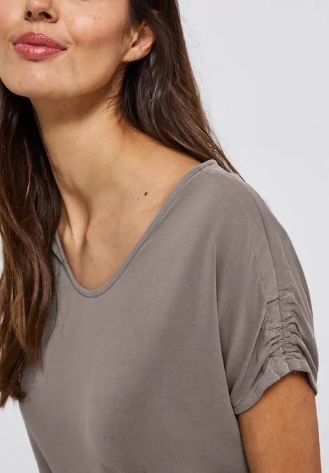 Silk-Look Shirt mit Raffung dark tumbled beige