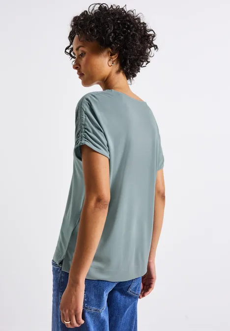 Silk-Look Shirt mit Raffung arona blue