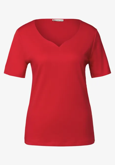 T-Shirt mit Herzausschnitt racing red