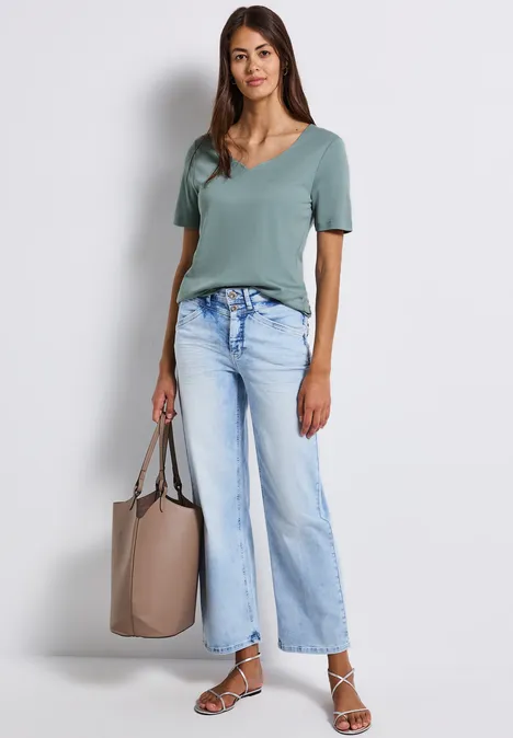 T-Shirt mit Herzausschnitt arona blue