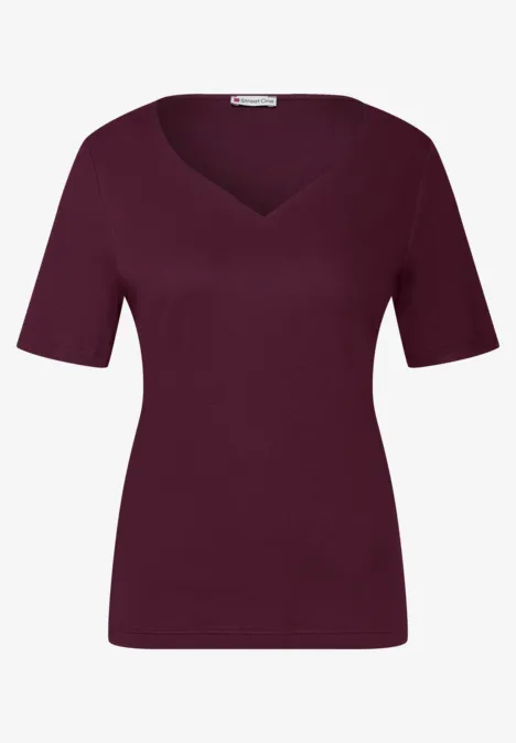 Shirt met hartvormige halslijn noble red