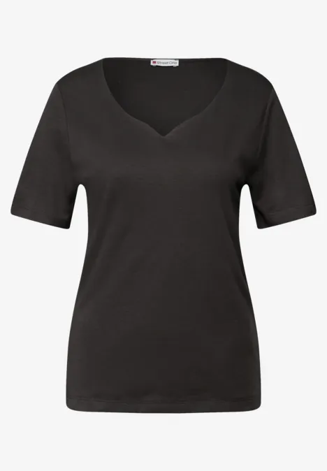 Shirt met hartvormige halslijn darkest brown